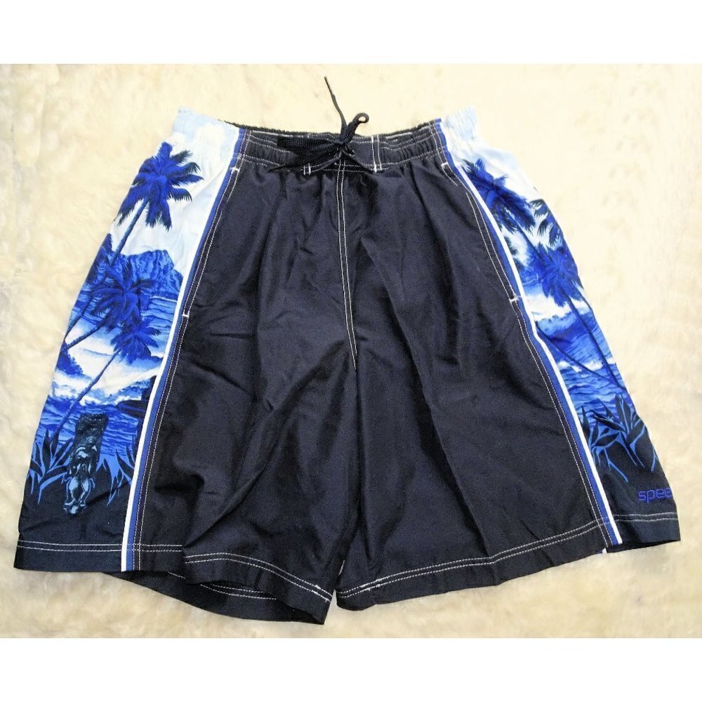 Speedo Navy Blue Hawaiian Board Shorts Swim Surf Size Large